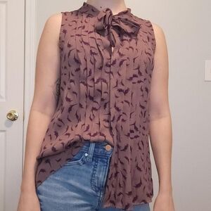 Cute Pleated Front Button-Up Blouse